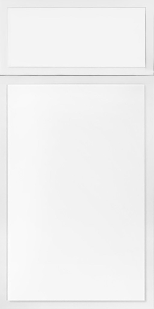 Quick Ship Inverted Thin Frame Highland cabinet door by Hart & Sapp in White finish