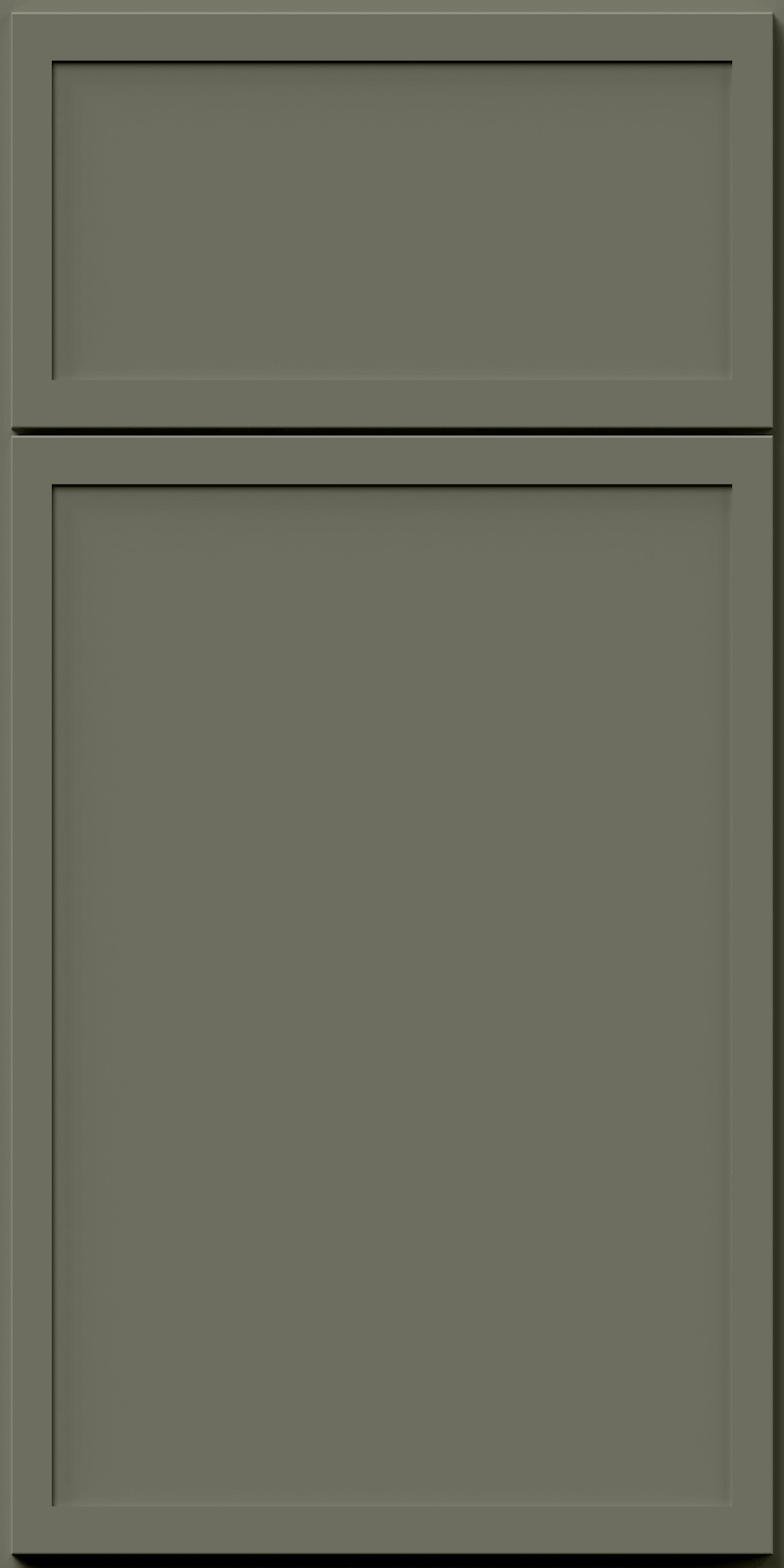 Quick Ship Thin Frame Luna cabinet door by Hart & Sapp in Forest Green finish
