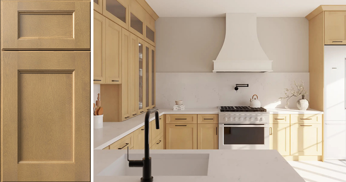Quick Ship Deco Fusion cabinets in Timber finish in a new kitchen