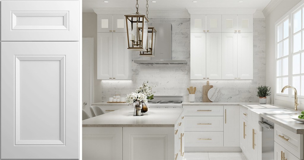 Quick Ship Deco Richmond cabinets in White finish in a new kitchen