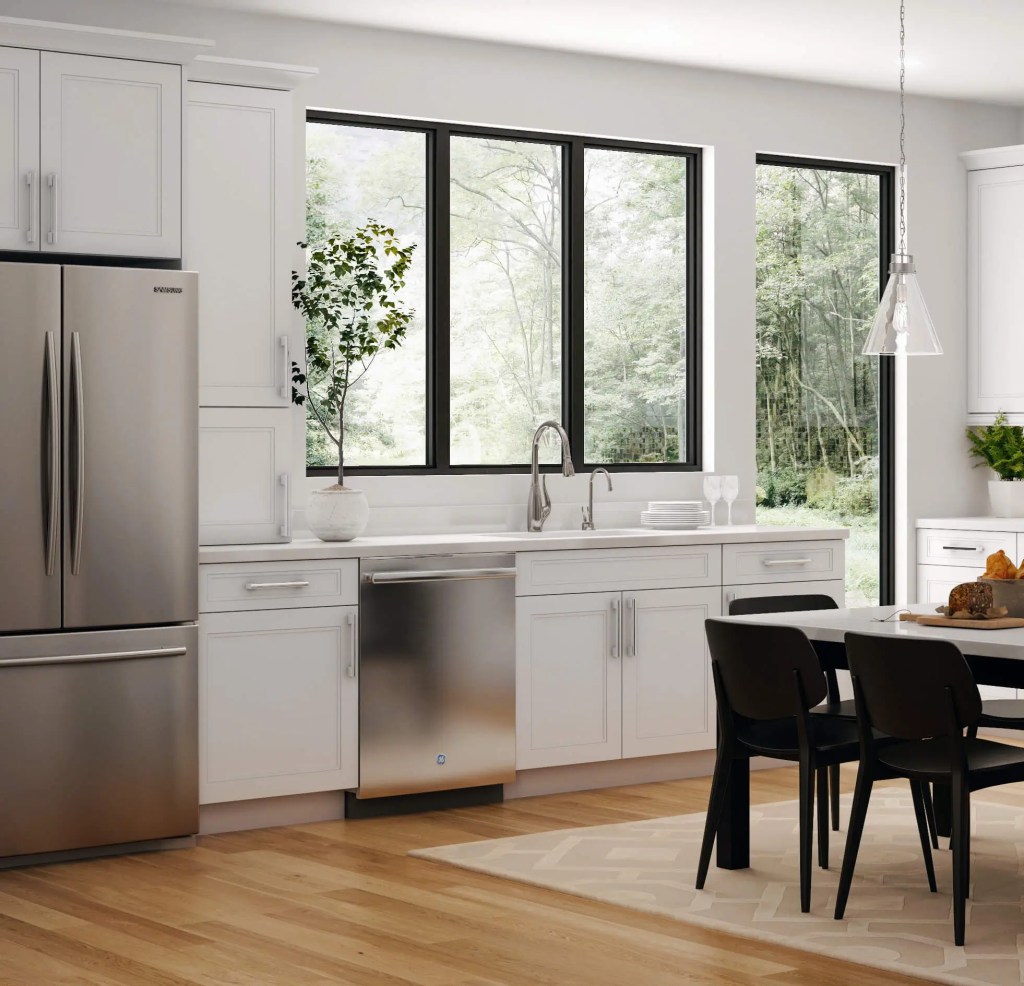 Quick Ship cabinet door gallery image of a kitchen redesign featuring Fashion cabinets in white finish