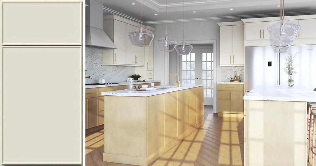 Kitchen remodeled in Quick Ship Thin Frame Echo cabinets in Dove finish