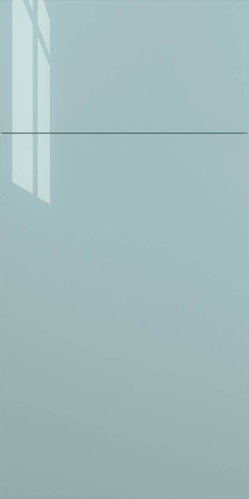 Quick Ship Flat Slab Catalina cabinet door by Hart & Sapp in Aqua Marina Gloss finish