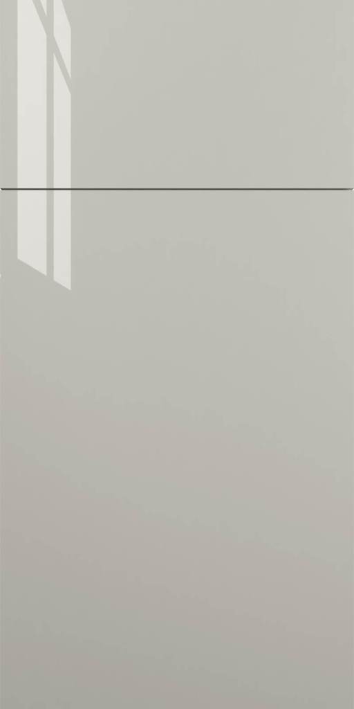 Quick Ship Flat Slab Catalina cabinet door by Hart & Sapp in Gris Nube Gloss finish
