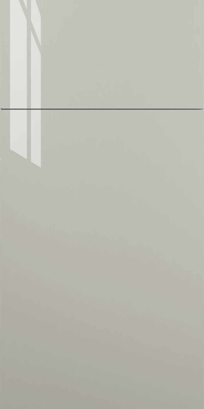 Quick Ship Flat Slab Catalina cabinet door by Hart & Sapp in Gris Nube Gloss finish