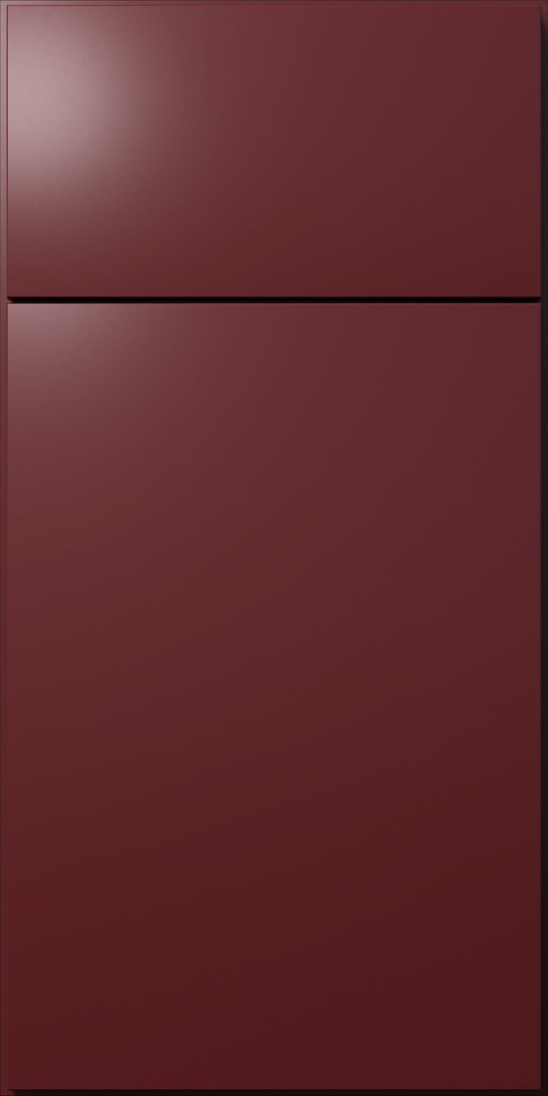 Quick Ship Flat Slab Luxe cabinet door by Hart & Sapp in Cabernet Red finish