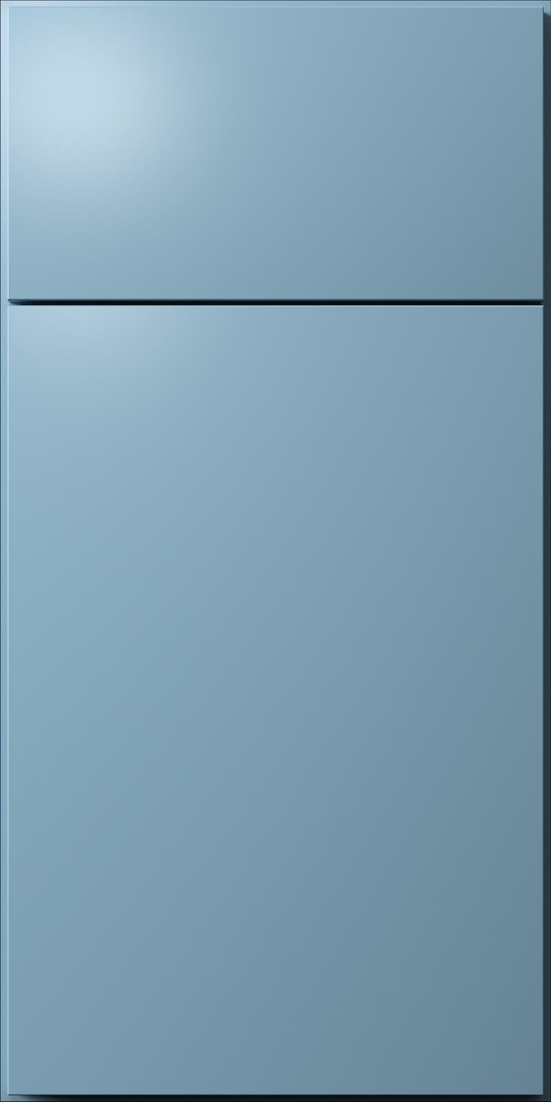Quick Ship Flat Slab Luxe cabinet door by Hart & Sapp in Izel Blue finish